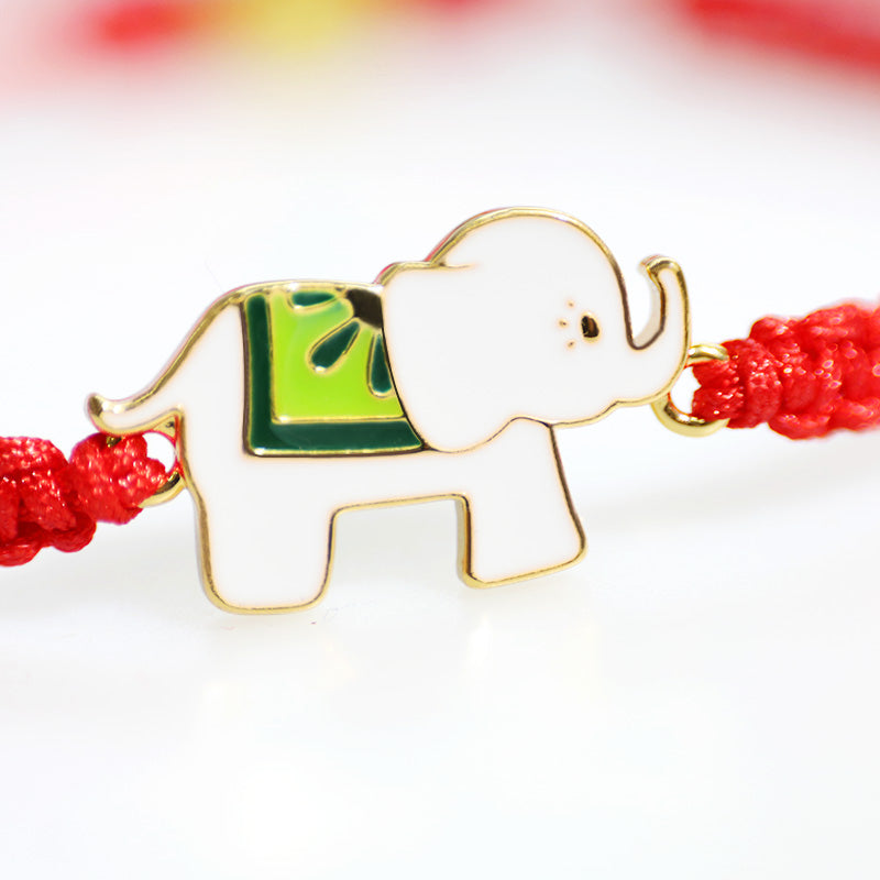 ATELIER-TIBET Bracelet Éléphant Argent 925 & Cordon Rouge Ajustable
