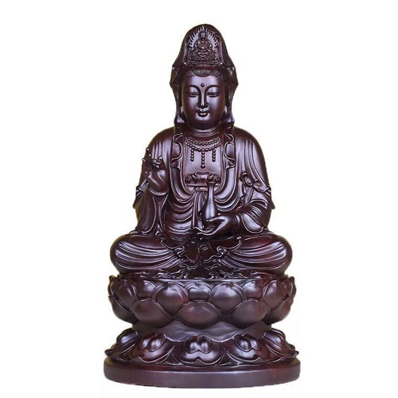 ATELIER-TIBET Pierre Avalokitesvara Ébène Lotus Harmonie Bénédiction Décoration de la Maison