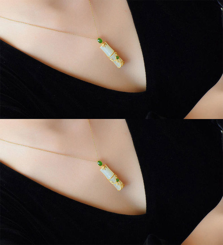 ATELIER-TIBET – Collier Unisexe en Jade Blanc et Jade Cyan