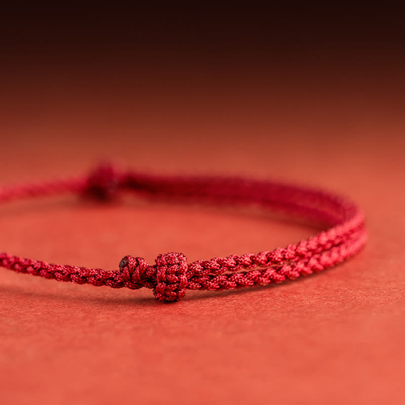 ATELIER-TIBET – Bracelet Fil Rouge en Argent Sterling 925 avec Symbole Fu (福)