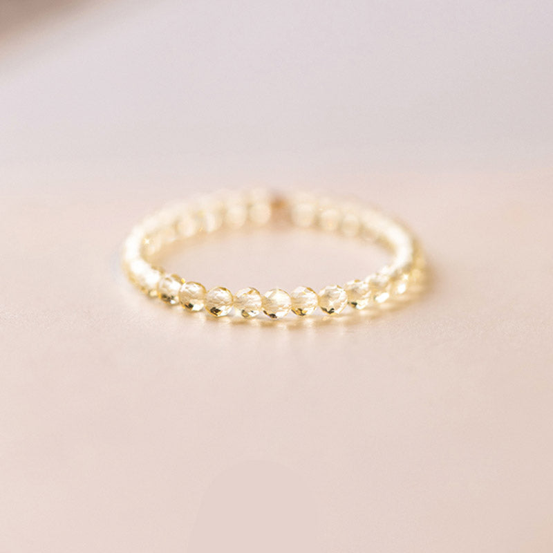 ATELIER-TIBET – Bague Prospérité en Citrine Naturelle – Plaqué Or 14 Carats – Anneau Lumineux Unisexe