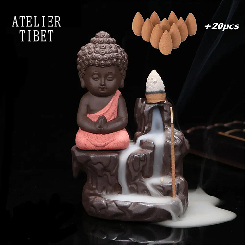 ATELIER-TIBET Encensoir « Petit Moine Bouddhiste » en Céramique – Décoration & Bien-être