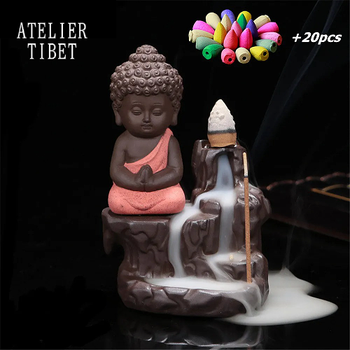 ATELIER-TIBET Encensoir « Petit Moine Bouddhiste » en Céramique – Décoration & Bien-être