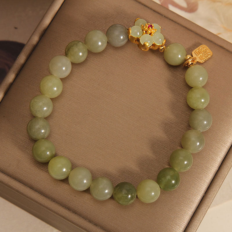 ATELIER-TIBET – Bracelet Porte-Bonheur en Jade Vert & Symbole Fu