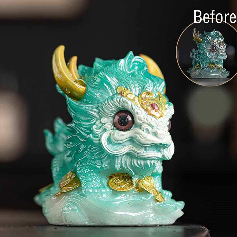 ATELIER-TIBET Pierres changeantes de couleur, petite figurine en résine Kirin pour décoration de maison