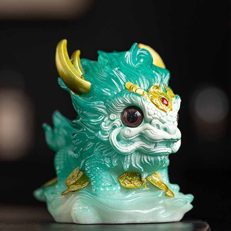 ATELIER-TIBET Pierres changeantes de couleur, petite figurine en résine Kirin pour décoration de maison