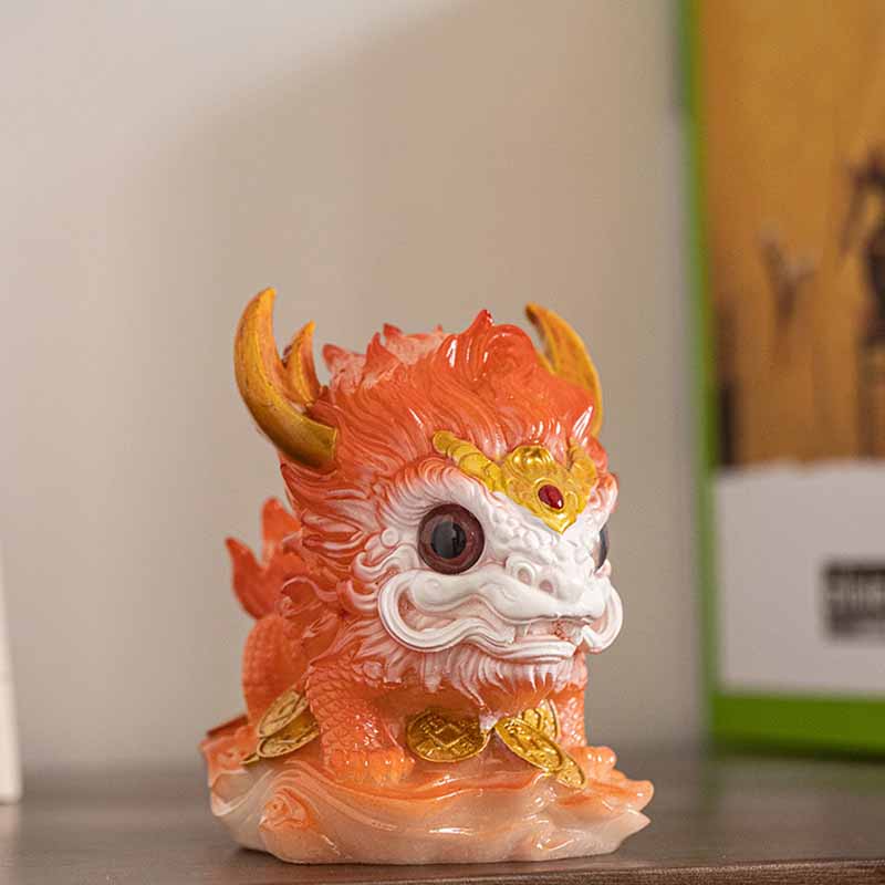 ATELIER-TIBET Pierres changeantes de couleur, petite figurine en résine Kirin pour décoration de maison