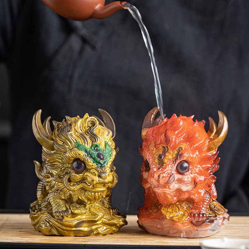 ATELIER-TIBET Pierres changeantes de couleur, petite figurine en résine Kirin pour décoration de maison