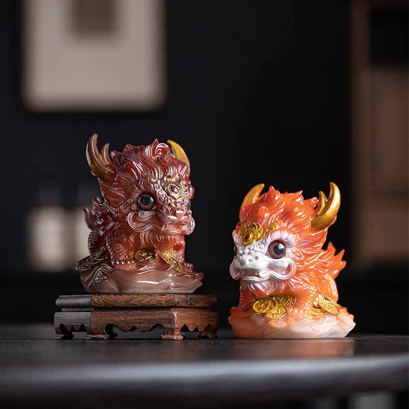ATELIER-TIBET Pierres changeantes de couleur, petite figurine en résine Kirin pour décoration de maison
