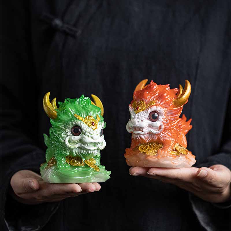 ATELIER-TIBET Pierres changeantes de couleur, petite figurine en résine Kirin pour décoration de maison