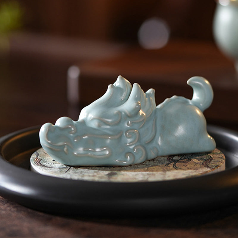 ATELIER-TIBET Année du Dragon Chance Thé en céramique Figurine pour animaux de compagnie Décoration de la maison