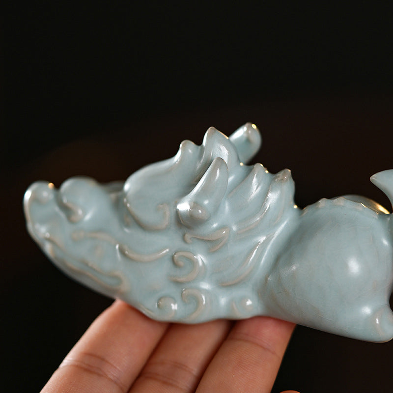 ATELIER-TIBET Année du Dragon Chance Thé en céramique Figurine pour animaux de compagnie Décoration de la maison