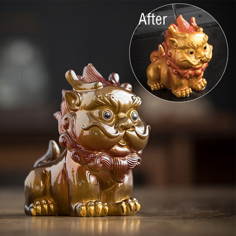ATELIER-TIBET Pierres changeantes de couleur, petite figurine en résine PiXiu pour thé, animal de compagnie, richesse, décoration de la maison