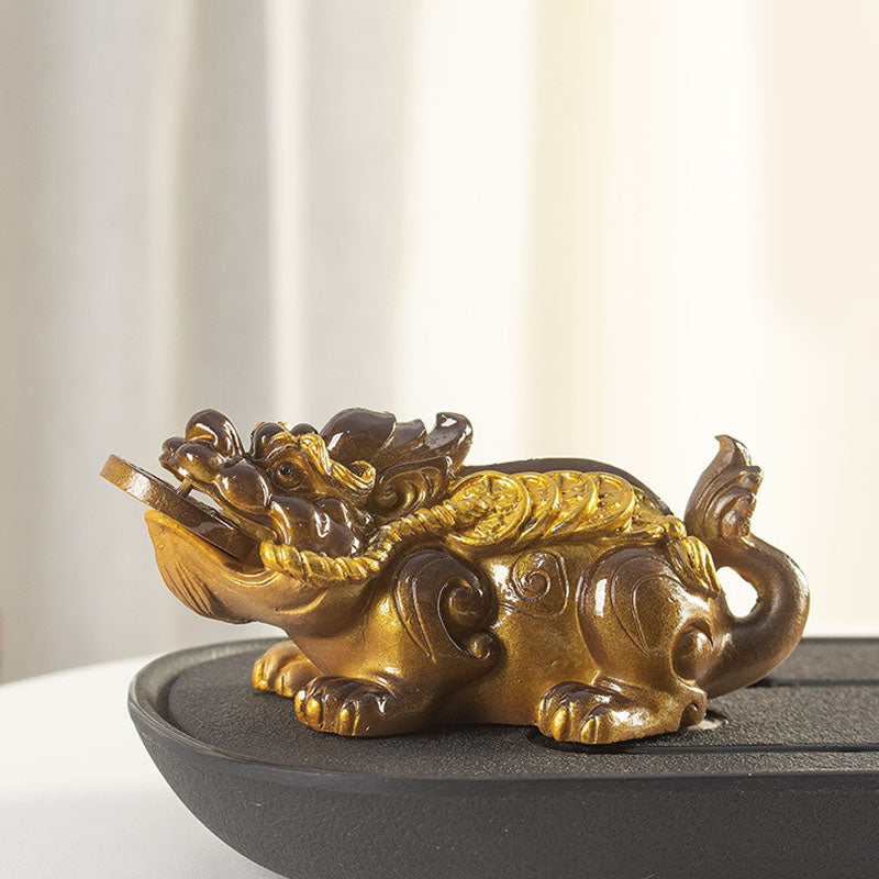 ATELIER-TIBET Pierres changeantes de couleur, petites pièces de cuivre PiXiu, résine, thé, animal de compagnie, richesse, décoration de la maison