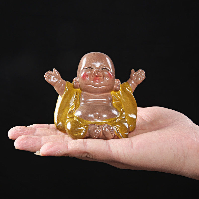 ATELIER-TIBET changeantes de couleur Bouddha rieur résine thé animal de compagnie richesse maison figurine décoration