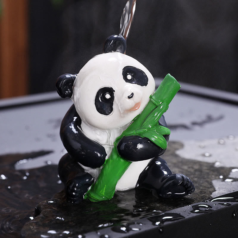 ATELIER-TIBET Pierres changeantes de couleur, petit panda mignon, bambou, thé, animal de compagnie, résine, figurine décorative pour la maison