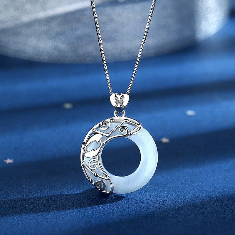 ATELIER-TIBET – Collier Zodiaque Œil de Chat Bleu en Argent Sterling 925 – Pendentif Astrologique Unisexe