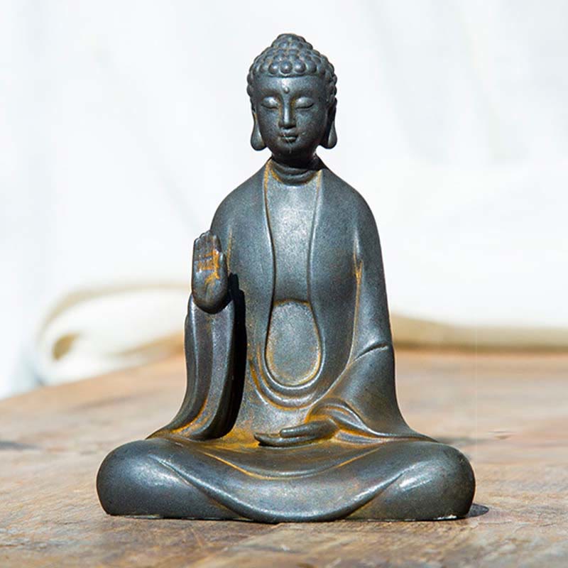 ATELIER-TIBET – Statue Bouddha Méditation en Poudre de Fer | Sculpture 12 cm Effet Rouille