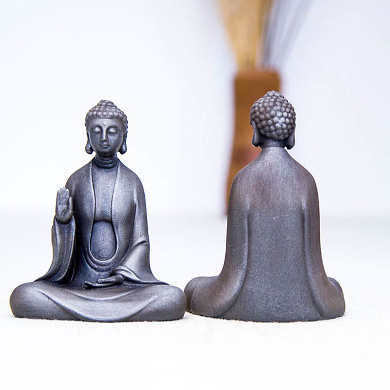 ATELIER-TIBET – Statue Bouddha Méditation en Poudre de Fer | Sculpture 12 cm Effet Rouille