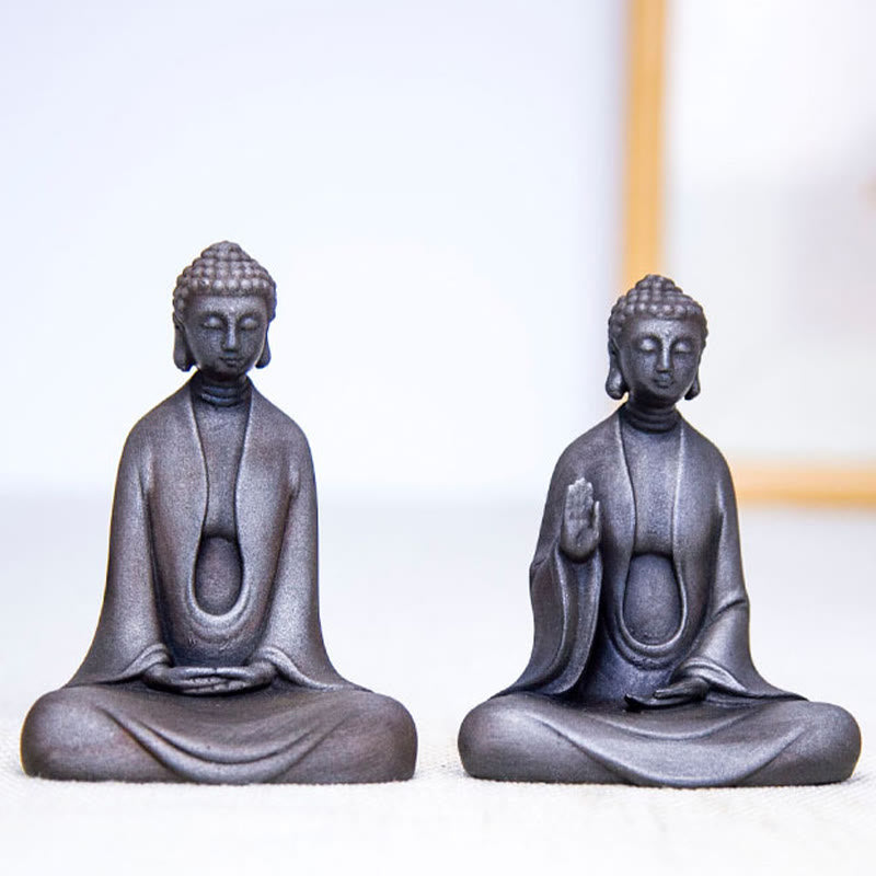 ATELIER-TIBET – Statue Bouddha Méditation en Poudre de Fer | Sculpture 12 cm Effet Rouille