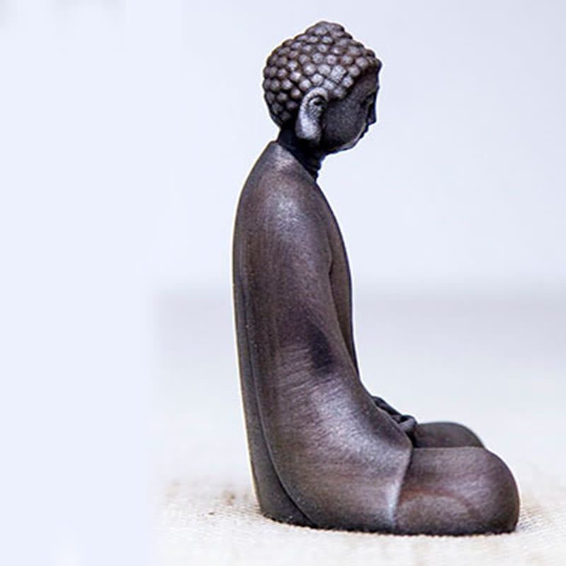 ATELIER-TIBET – Statue Bouddha Méditation en Poudre de Fer | Sculpture 12 cm Effet Rouille