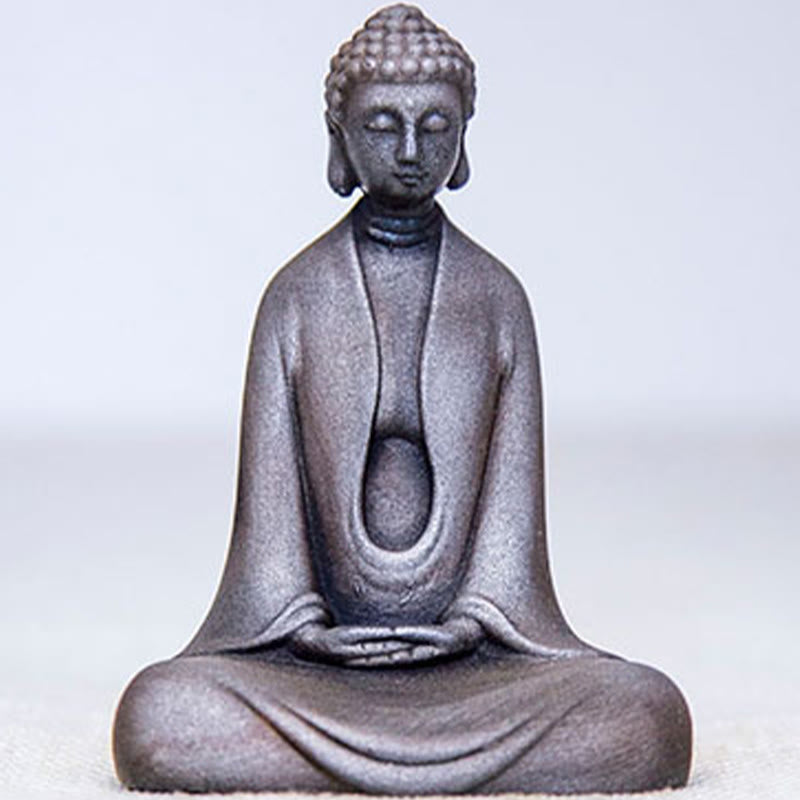 ATELIER-TIBET – Statue Bouddha Méditation en Poudre de Fer | Sculpture 12 cm Effet Rouille
