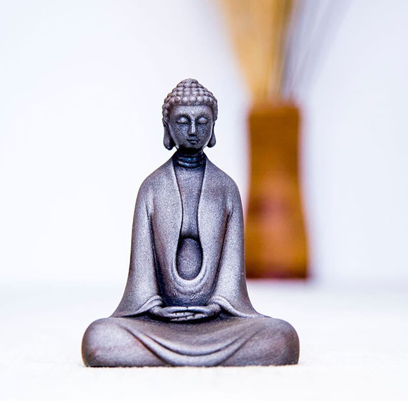 ATELIER-TIBET – Statue Bouddha Méditation en Poudre de Fer | Sculpture 12 cm Effet Rouille