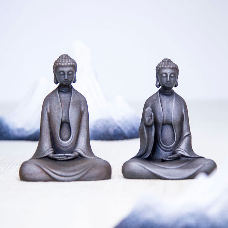 ATELIER-TIBET – Statue Bouddha Méditation en Poudre de Fer | Sculpture 12 cm Effet Rouille