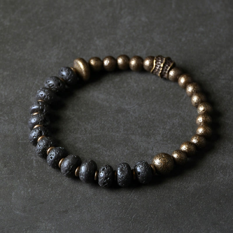 ATELIER-TIBET – Bracelet Spirituel en Pierre de Lave 8 mm & Cuivre