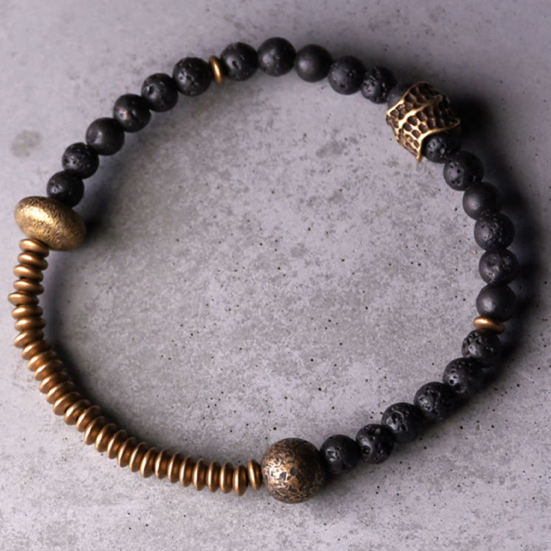 ATELIER-TIBET – Bracelet Spirituel en Pierre de Lave & Cuivre
