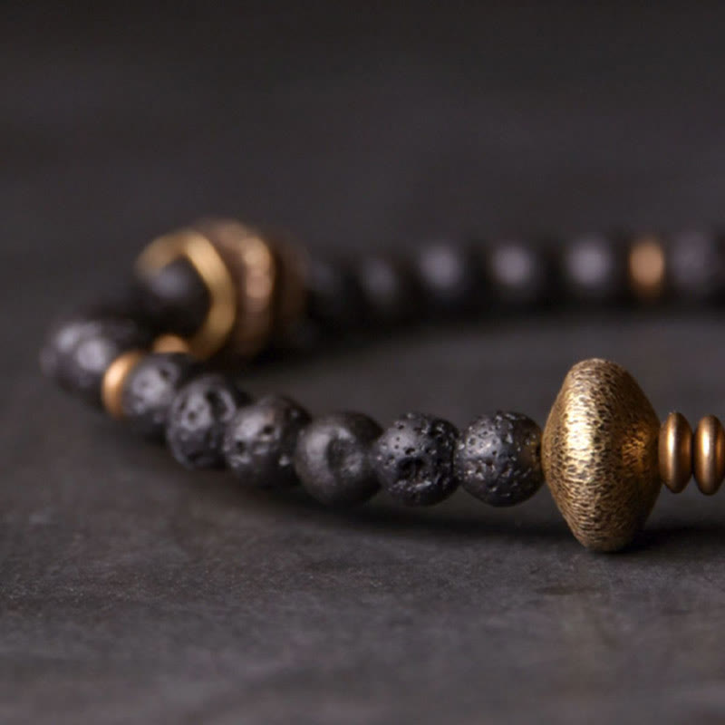 ATELIER-TIBET – Bracelet Spirituel en Pierre de Lave & Cuivre