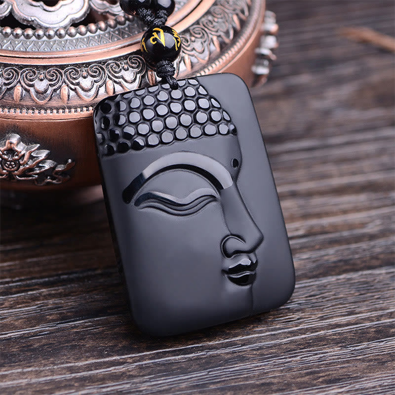 ATELIER-TIBET – Pendentif Bouddha en Obsidienne Noire Naturelle