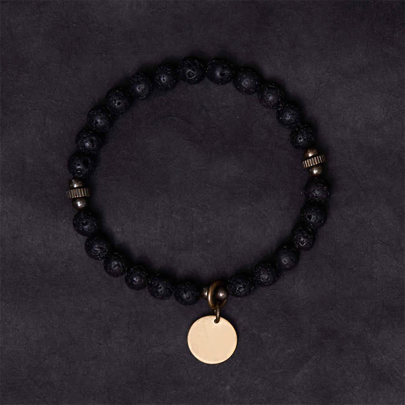 ATELIER-TIBET – Bracelet Spirituel Apaisant en Pierre de Lave 6 mm & Pendentif Cuivre
