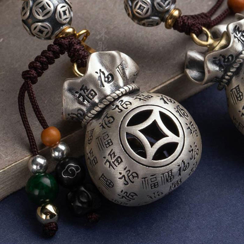 ATELIER-TIBET — Porte-clés Sac de Richesse Fu — Talisman Symbolique de Prospérité & Abondance