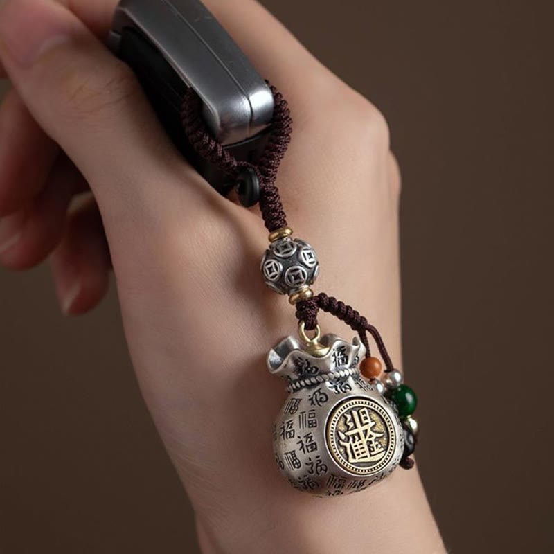 ATELIER-TIBET — Porte-clés Sac de Richesse Fu — Talisman Symbolique de Prospérité & Abondance