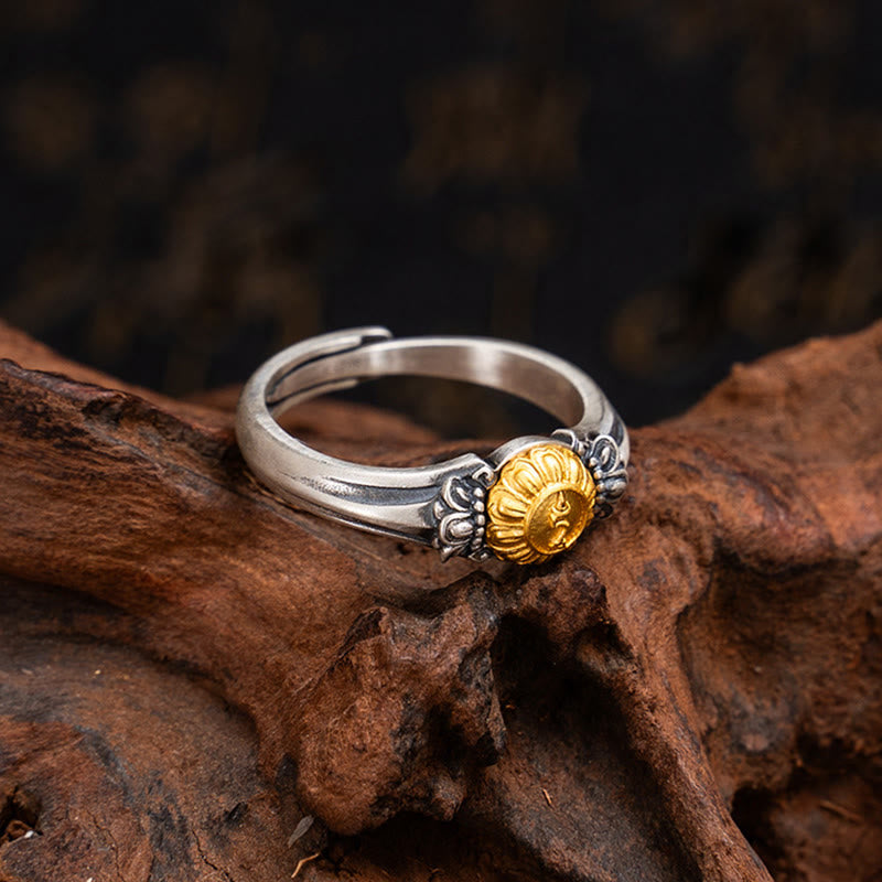 ATELIER-TIBET Bague Tara Argent 925 Plaqué Or Ajustable