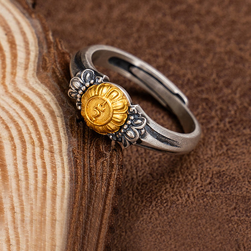 ATELIER-TIBET Bague Tara Argent 925 Plaqué Or Ajustable