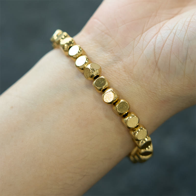 ATELIER-TIBET – Bracelet Porte-Bonheur en Cuivre Pur, Perles Cubiques 6 mm
