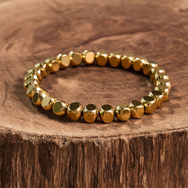 ATELIER-TIBET – Bracelet Porte-Bonheur en Cuivre Pur, Perles Cubiques 6 mm