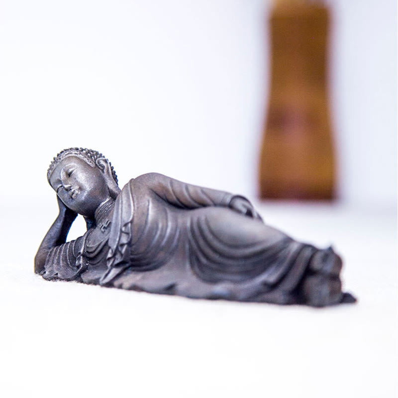 ATELIER-TIBET Bouddha couché Shakyamuni Poudre de fer Rouille Statue en résine coulée Décoration de la maison