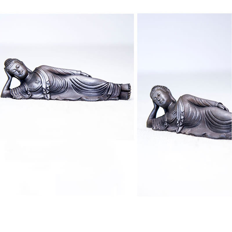 ATELIER-TIBET Bouddha couché Shakyamuni Poudre de fer Rouille Statue en résine coulée Décoration de la maison