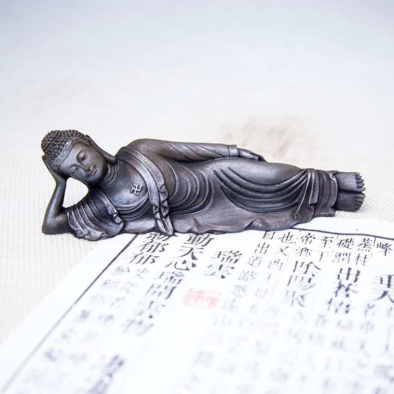 ATELIER-TIBET Bouddha couché Shakyamuni Poudre de fer Rouille Statue en résine coulée Décoration de la maison