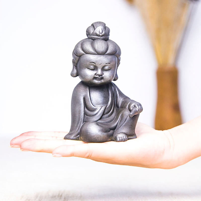 ATELIER-TIBET Pierres faites à la main, Ksitigarbha Kwan Yin Guanyin Avalokitesvara Tathagata, poudre de fer rouille, Statue en résine moulée, décoration de la maison