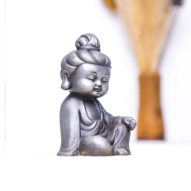 ATELIER-TIBET Pierres faites à la main, Ksitigarbha Kwan Yin Guanyin Avalokitesvara Tathagata, poudre de fer rouille, Statue en résine moulée, décoration de la maison