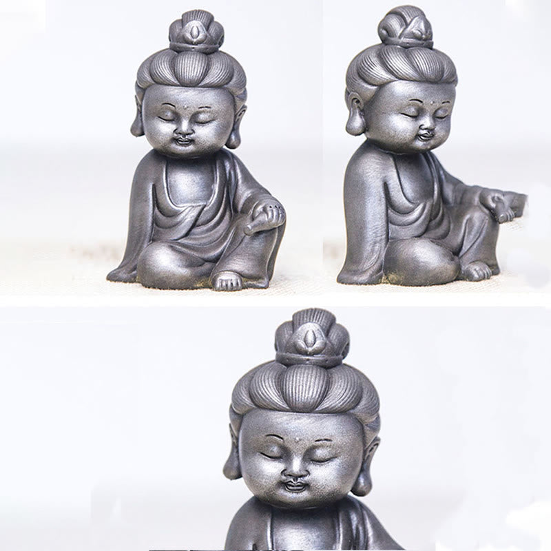 ATELIER-TIBET Pierres faites à la main, Ksitigarbha Kwan Yin Guanyin Avalokitesvara Tathagata, poudre de fer rouille, Statue en résine moulée, décoration de la maison