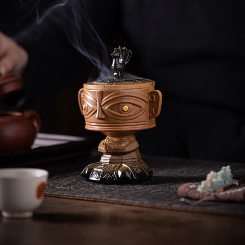 ATELIER-TIBET Brûleur d'encens en céramique de guérison en Buddha Stones Sanxingdui Décoration de bureau