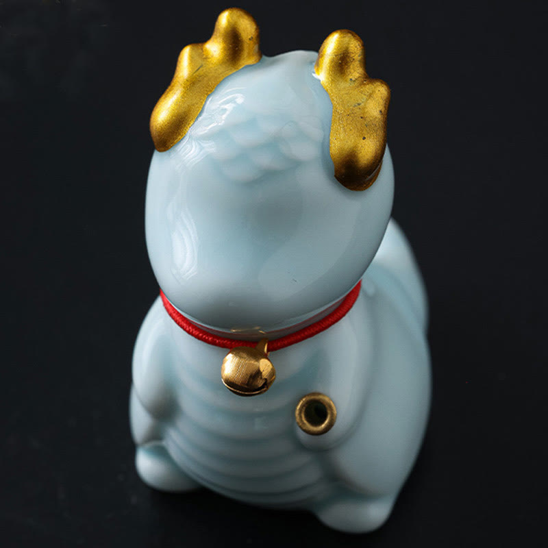 ATELIER-TIBET Brûleur d'encens en céramique avec cloche de dragon et Buddha Stones Décoration de bureau