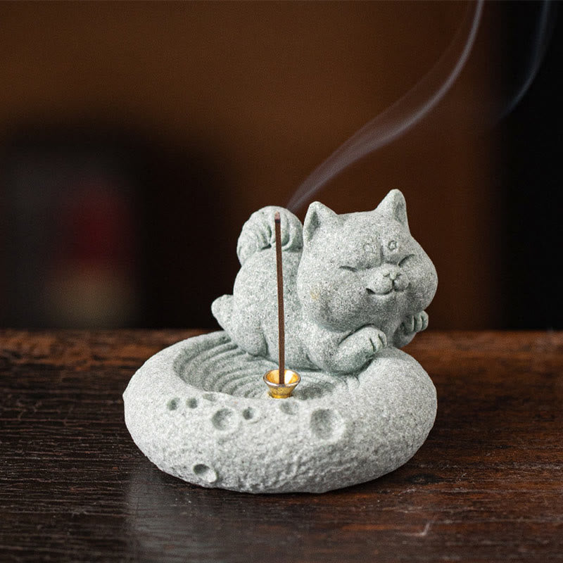 ATELIER-TIBET Brûleur d'encens de guérison du zodiaque chinois en Buddha Stones Décoration de bureau