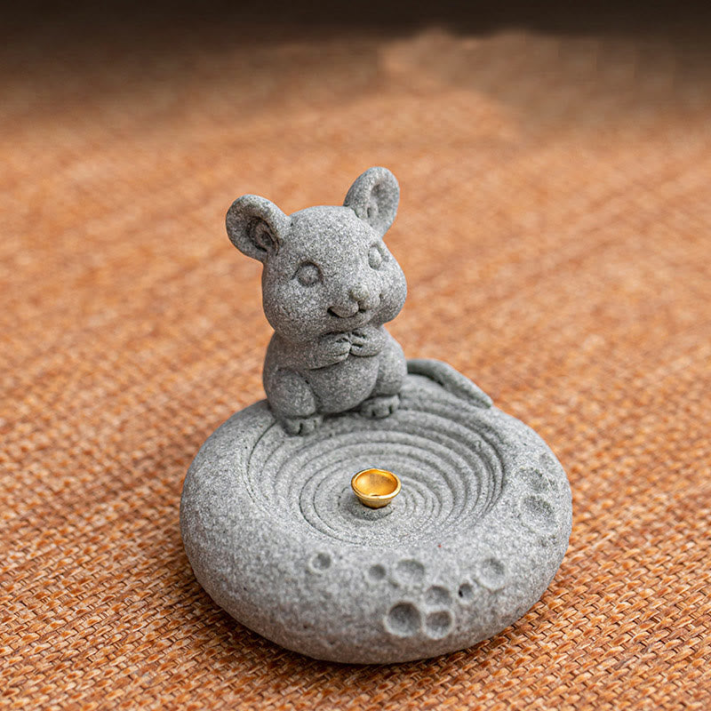 ATELIER-TIBET Brûleur d'encens de guérison du zodiaque chinois en Buddha Stones Décoration de bureau
