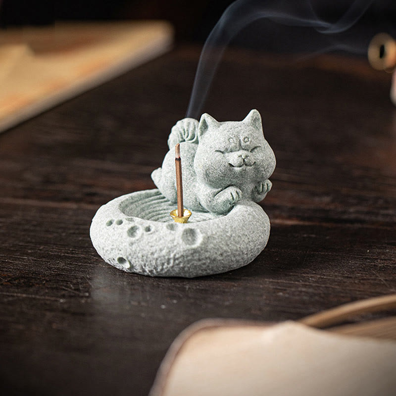 ATELIER-TIBET Brûleur d'encens de guérison du zodiaque chinois en Buddha Stones Décoration de bureau